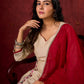 Ivory Cotton Silk Kurta with Floral Embroidery & Pearl Lace Accents