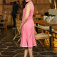 Muted Rose Elegant Rayon Flared Shirt Dress