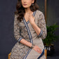 Stylish-Cream-Cotton-Ajrakh-&-Kalamkari-Combination-Straight-Cut-Kurta--Pant-Optional