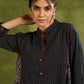 Black Striped & Print Combination Cotton Top