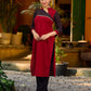 Elegant Ajrakh polka dot kurta with bold black maroon tones and an asymmetrical neck.