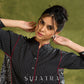 Black Striped & Print Combination Cotton Top