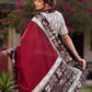 Maroon Saree Accented With Traditional Tussar Batik Print Border