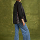 Black Striped & Print Combination Cotton Top