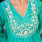 Exquisite Aqua Blue Chanderi Kurta with Intricate Kashida Embroidery