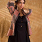 Terracotta Black Polka Geometric Print Cotton Short Jacket with Flared Bell Sleeves