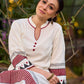 Artisan Off White Rayon Kurta with Hand Block Printed Geometric Patterns