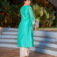 Exquisite Aqua Blue Chanderi Kurta with Intricate Kashida Embroidery