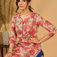 Classic Cream Mul Cotton Printed Kurta with Playful Tassels and Piping