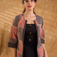 Terracotta Black Polka Geometric Print Cotton Short Jacket with Flared Bell Sleeves