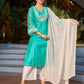 Exquisite Aqua Blue Chanderi Kurta with Intricate Kashida Embroidery