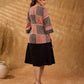 Terracotta Black Polka Geometric Print Cotton Short Jacket with Flared Bell Sleeves