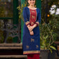 Classic Navy Blue Cotton Hand Block Printed Kurta With Exquisite Golden Pichwai Cow Print