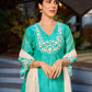 Exquisite Aqua Blue Chanderi Kurta with Intricate Kashida Embroidery