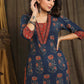 Exclusive Ajrakh Combination Straight Cut Kurta with Beautiful Stonework On Front and Sleeves - Pant Optional