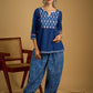 Stylish embroiderd cotton indigo top - Indigo balloon pant optional
