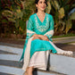 Exquisite Aqua Blue Chanderi Kurta with Intricate Kashida Embroidery