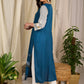 Elegant blue rayon kurta flaunting traditional block prints in a modern accent
