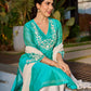 Exquisite Aqua Blue Chanderi Kurta with Intricate Kashida Embroidery