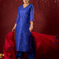 Blue Chanderi Hand Embroidered Kurta