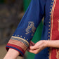 Classic Navy Blue Cotton Hand Block Printed Kurta With Exquisite Golden Pichwai Cow Print
