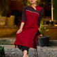 Elegant Ajrakh polka dot kurta with bold black maroon tones and an asymmetrical neck.