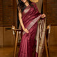 Heritage Ghicha silk in deep maroon, Madhubani-printed pallu elegance