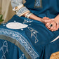 Elegant blue rayon kurta flaunting traditional block prints in a modern accent