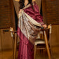 Heritage Ghicha silk in deep maroon, Madhubani-printed pallu elegance