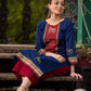 Classic Navy Blue Cotton Hand Block Printed Kurta With Exquisite Golden Pichwai Cow Print