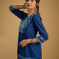 Stylish embroiderd cotton indigo top - Indigo balloon pant optional