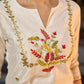Contemporary White Chanderi Kurta with Minimal Hand Thread Embroidery & Gotapatti Work