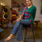 Vibrant Checkered Handloom Cotton Wrap Style Top with Plain Green Combination