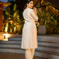 Contemporary White Chanderi Kurta with Minimal Hand Thread Embroidery & Gotapatti Work