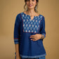 Stylish embroiderd cotton indigo top - Indigo balloon pant optional
