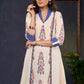 Trendy-Off-White-Cotton-Ikat-Combination-Kurta-With-Beautiful-Collar--Pant-Optional