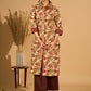 Blissful Beige Mul Cotton Floral Printed Kurta with Contrast Ajrakh Accents