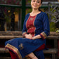 Classic Navy Blue Cotton Hand Block Printed Kurta With Exquisite Golden Pichwai Cow Print