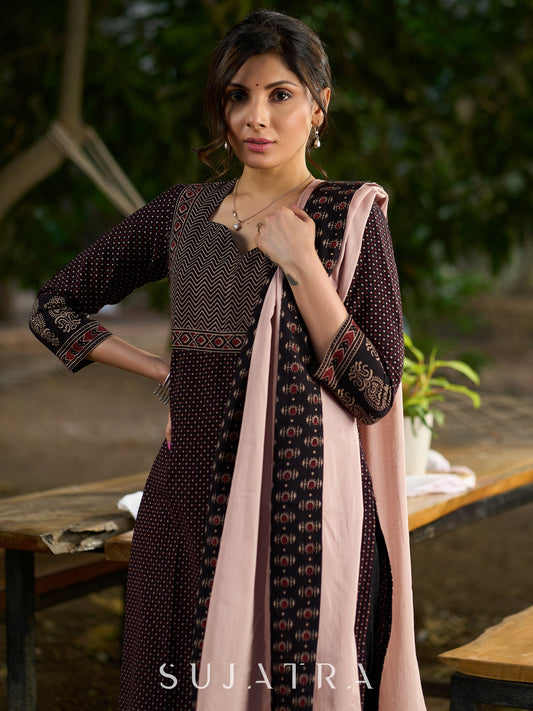 Bold Black Ajrakh Statement Kurti