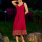 Maroon Sweetheart Neckline Dress With Ajrakh Printed Hemline