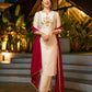 Contemporary White Chanderi Kurta with Minimal Hand Thread Embroidery & Gotapatti Work