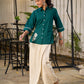 Classic Green Cotton Shirt Featuring Delicate Handcrafted Embroidery