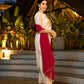 Contemporary White Chanderi Kurta with Minimal Hand Thread Embroidery & Gotapatti Work