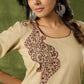 Classy Hand Block Printed Cotton Beige Kurta - Pant Optional
