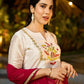Contemporary White Chanderi Kurta with Minimal Hand Thread Embroidery & Gotapatti Work
