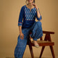Stylish embroiderd cotton indigo top - Indigo balloon pant optional