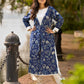 Indigo Statement Kurta with Intricate Hakoba Panel and Delicate Mirror Work