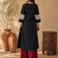 Timeless Black Cotton Kurta with Ajrakh Printed Sweetheart Neckline & Matching Sleeve Detail