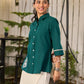 Classic Green Cotton Shirt Featuring Delicate Handcrafted Embroidery