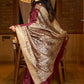 Heritage Ghicha silk in deep maroon, Madhubani-printed pallu elegance